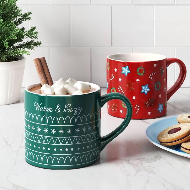 15.5oz Red Ceramic Christmas Holiday Print Mug