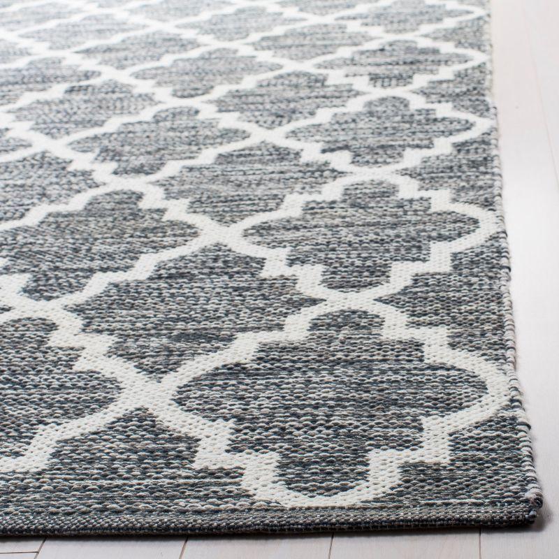 Charcoal and Ivory Flat Woven Cotton Area Rug, 8' x 10'