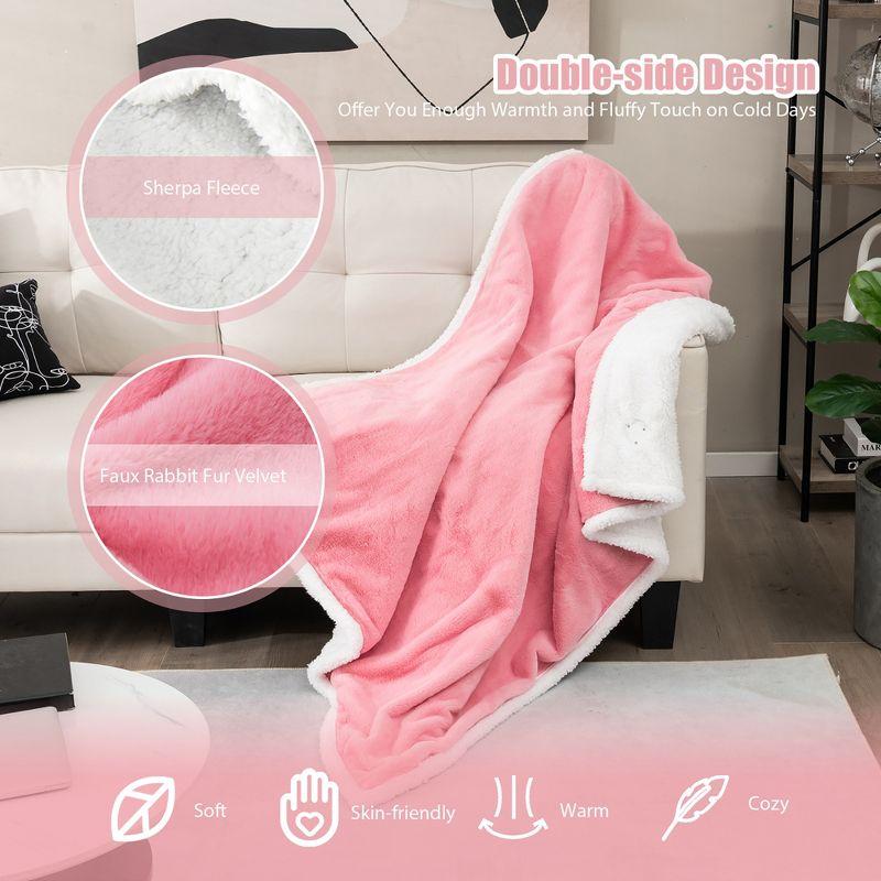 Tangkula Heated Blanket 60" x 50" Electric Blanket Throw, Warming Blanket with 10 Heating Levels, 9H Timer Auto Shut Off, Overheat Protection Pink