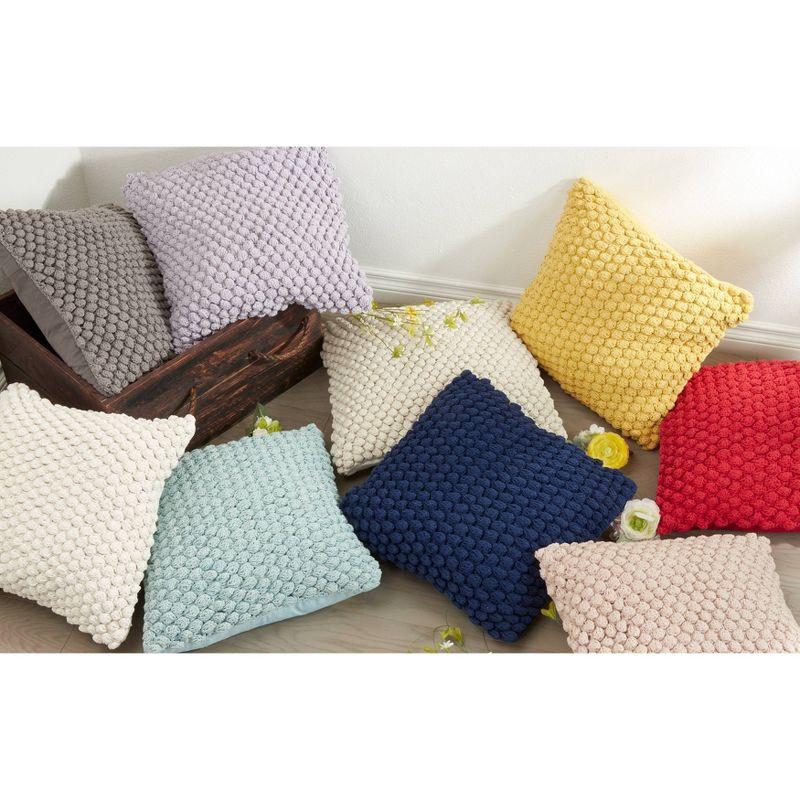 20"x20" Oversize Down Filled Crochet Pom-Pom Square Throw Pillow - Saro Lifestyle