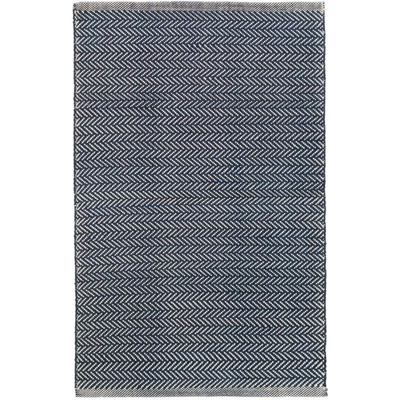 Herringbone Indigo Handwoven Cotton Rug