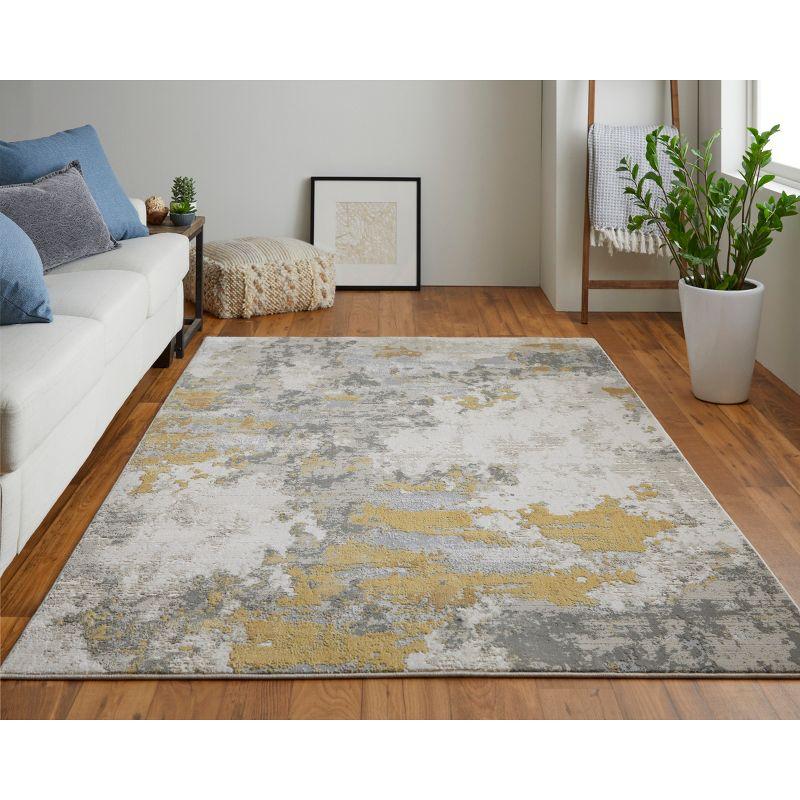 Gray Rectangular Hand-knotted Synthetic Easy Care Area Rug