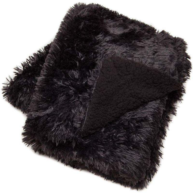 Chanasya Solid Faux Long Fur Fuzzy Throw Blanket