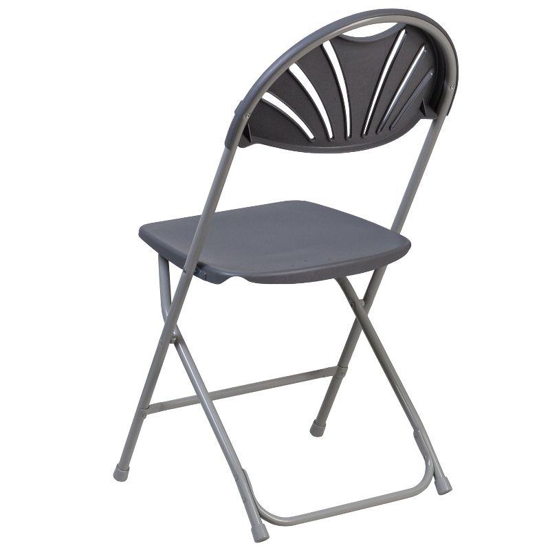 Charcoal Fan Back Plastic Folding Chair Duo, 650 lb. Capacity