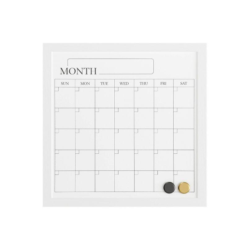 Thomas Martha Stewart Magnetic Monthly Calendar Dry Erase Board with Woodgrain Frame, Dry Erase Marker, and 2 Magnets