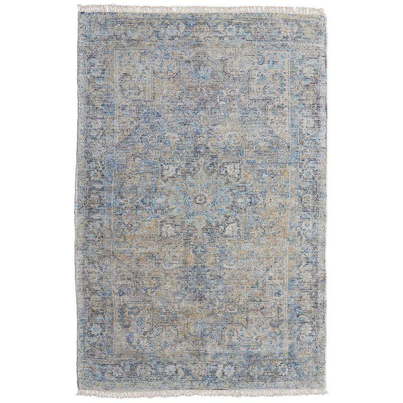 Caldwell Blue and Gray 5' x 7' Wool Area Rug