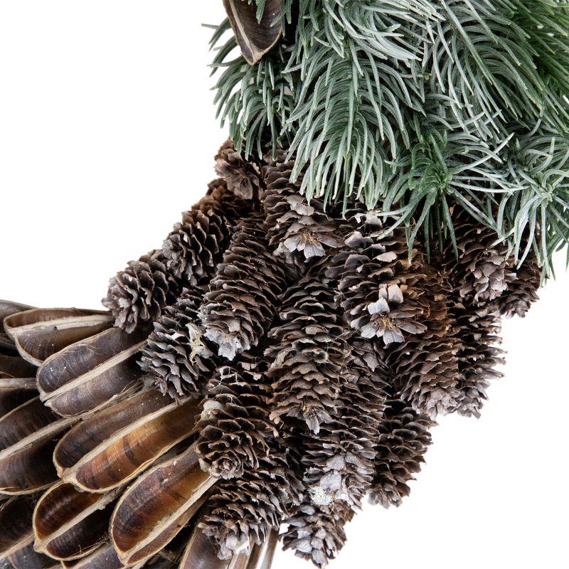 Brown and Green Pine Needle and Pine Cone Artificial Christmas Wreath