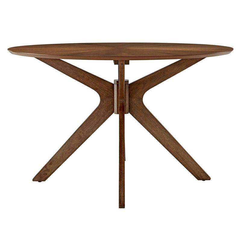 Modway 47" Crossroads Round Wood Dining Table Walnut: Mid-Century Modern, Seats 6, MDF Build