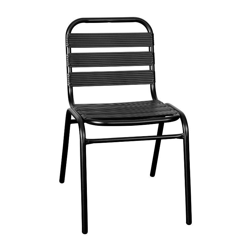 Black Metal Indoor-Outdoor Armless Stackable Dining Chair