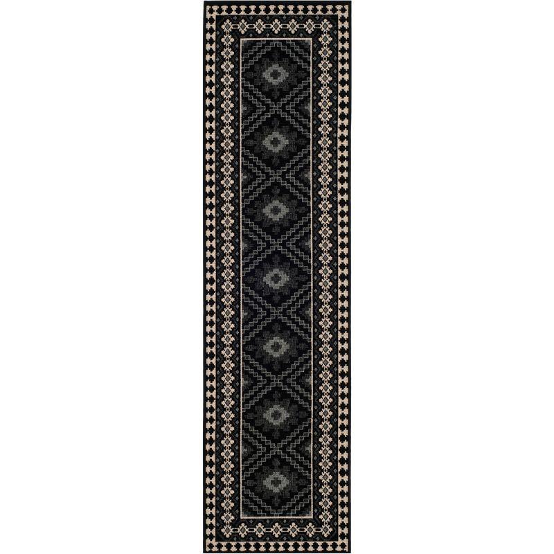 Veranda VER099 Power Loomed Indoor/Outdoor Runner Rug - Black/Creme - 2'3"x12' - Safavieh.