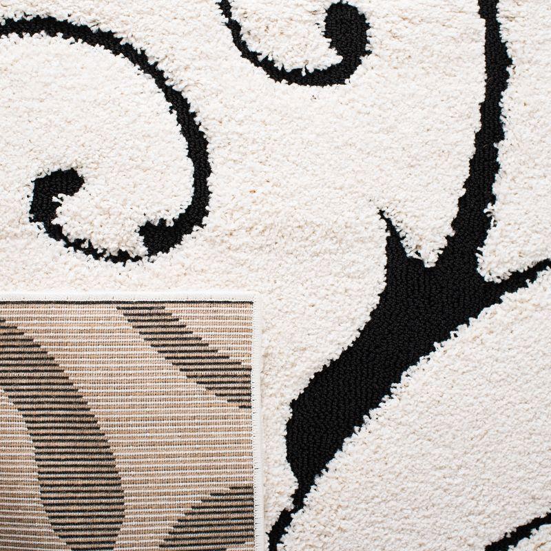 Florida Shag SG455 Power Loomed Area Rug - Ivory/Black - 5'x5' - Safavieh.