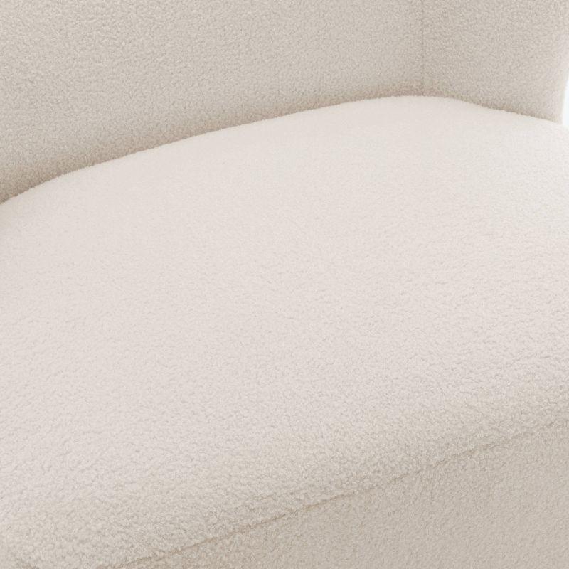 Comfort Pointe Vesper Boucle Accent Chair Milky White: Armless, Wingback, Wood Legs, Foam Cushion