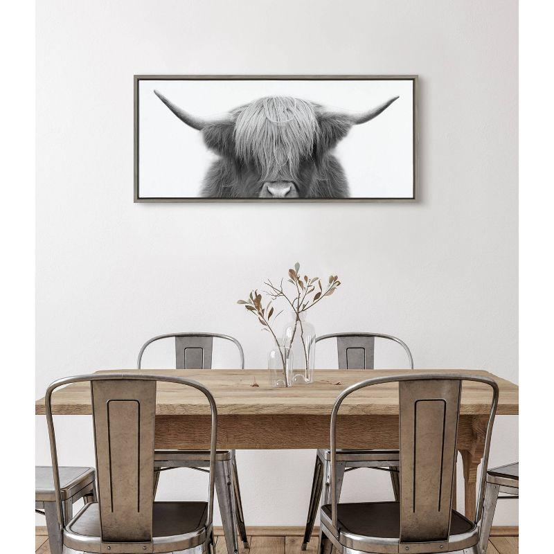 Sylvie Hey Dude Highland Cow by The Creative Bunch Studio Framed Wall Canvas Gray - Kate & Laurel All Things Decor