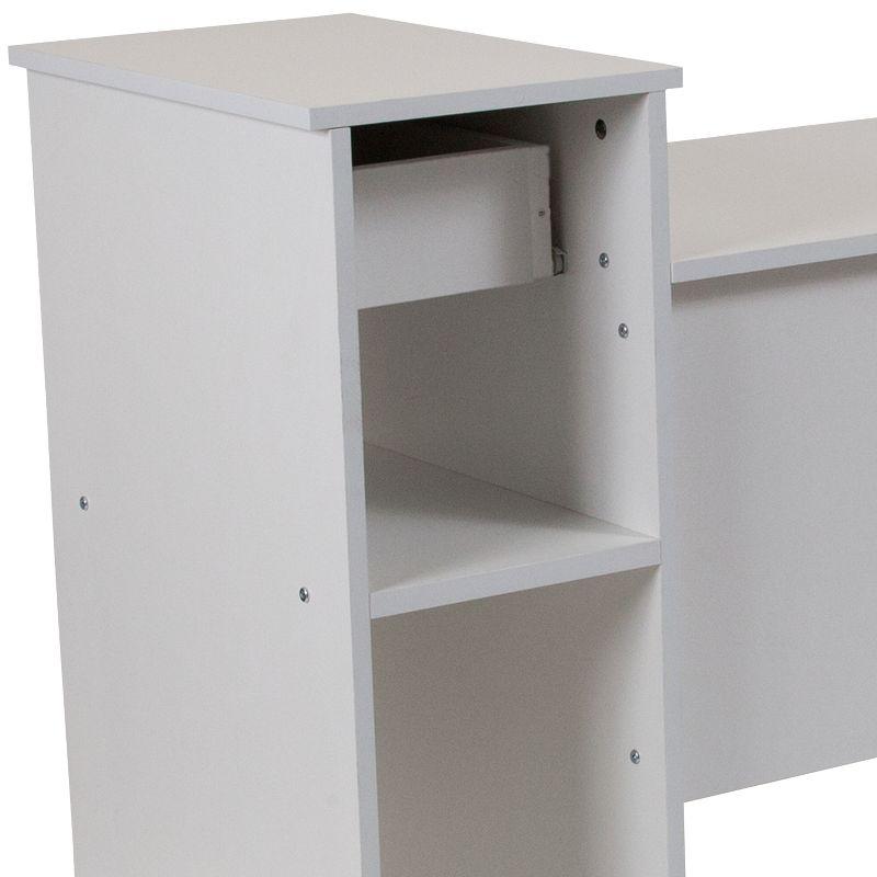 Flash Furniture Highland Park White Computer Desk with Shelves and Drawer