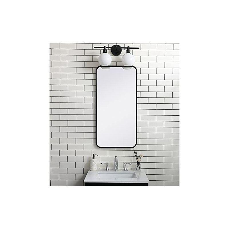 Elegant Lighting Soft corner metal rectangular mirror 18x36 inch in Black
