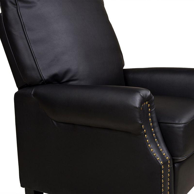 Charlie Design Auden 34" Manual Recliner Accent Chair, Ink Black Bonded Leather