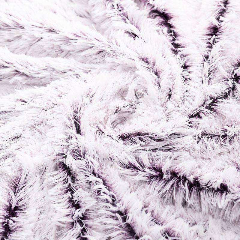 Cheer Collection Long Shaggy Hair Throw Blanket - Purple Ombre (60" x 70")