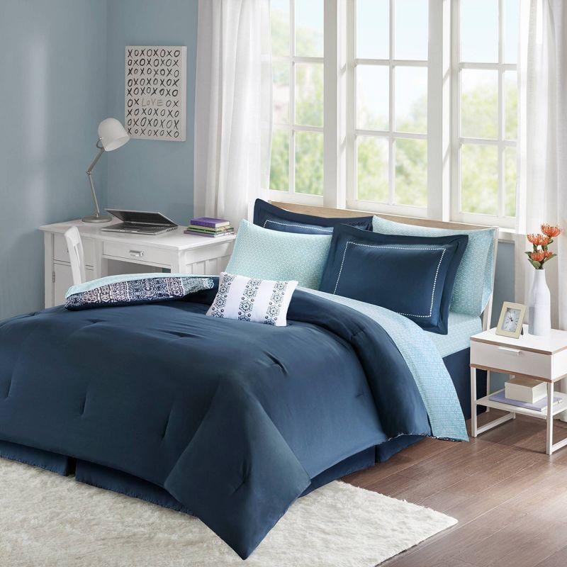 Loretta Bohemian Medallion Reversible Comforter Set with Bed Sheets