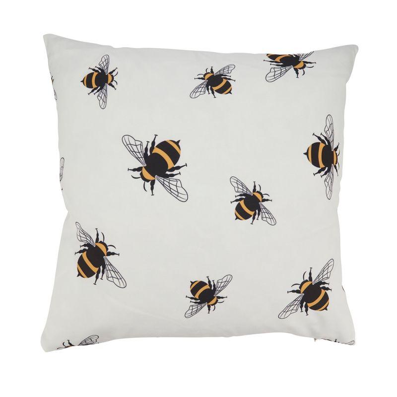 Saro Charming Bumble Bee Outdoor Pillow with Poly Fill