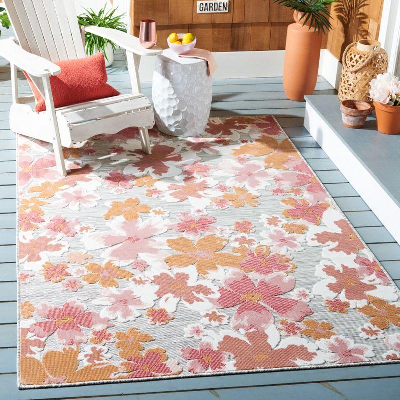 Cabana CBN488 Loomed Indoor/Outdoor Area Rug - Grey/Rose - 4'x6' - Safavieh