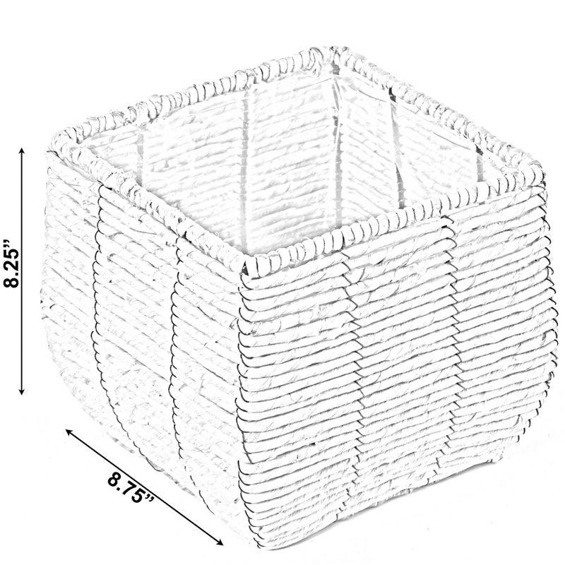 Vintiquewise Woven Square Flower Pot Planter with Leak-Proof Plastic Lining - Medium