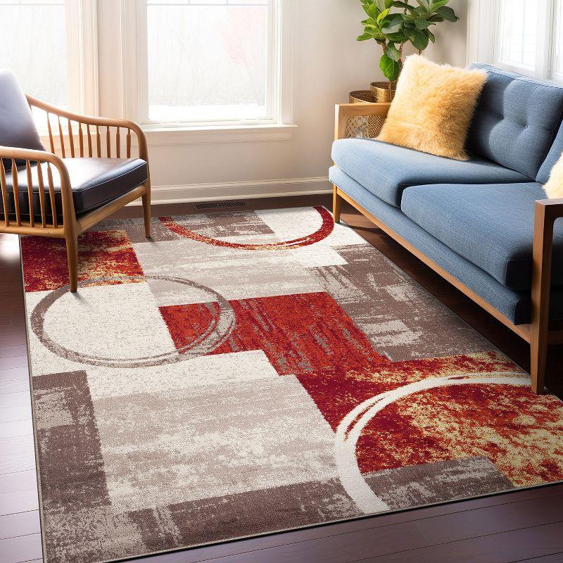 World Rug Gallery Abstract Circle Multi 3'3"x5' Area Rug