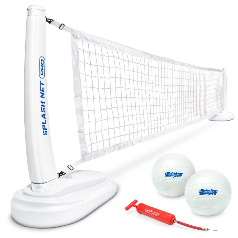 GoSports Splash Net PRO Pool Volleyball Net - Includes 2 Water Volleyballs and Pump - White