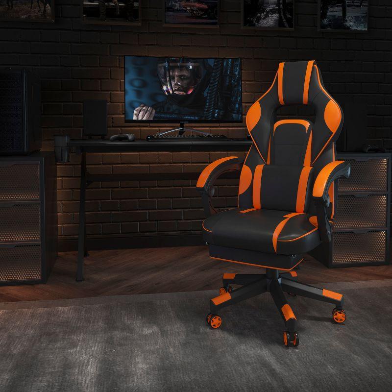 Flash Furniture X40 Gaming Chair Racing Ergonomic Computer Chair with Fully Reclining Back/Arms, Slide-Out Footrest, Massaging Lumbar