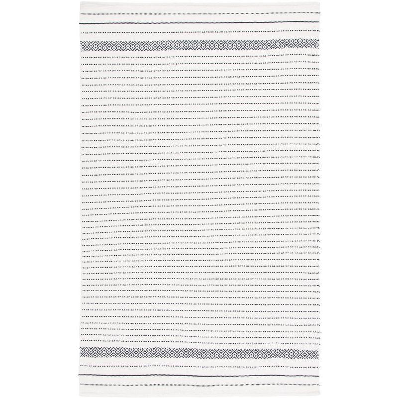 Ivory and Black Handwoven Wool Kilim Area Rug 3' x 5'