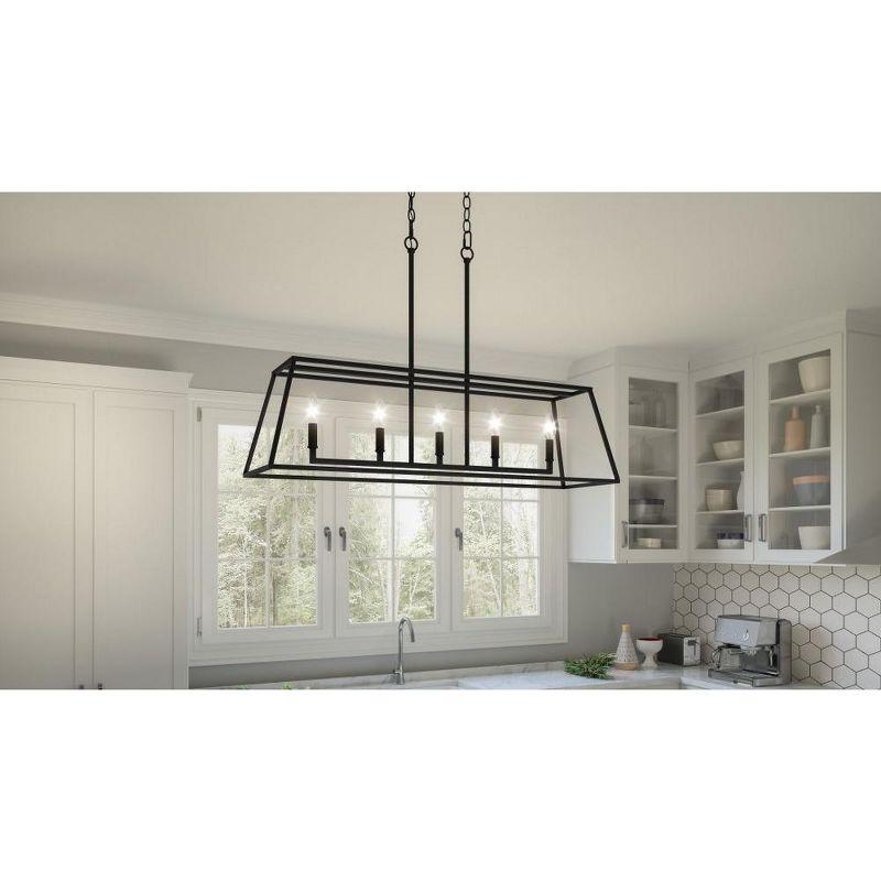 Matte Black Steel 5-Light Candle Island Chandelier