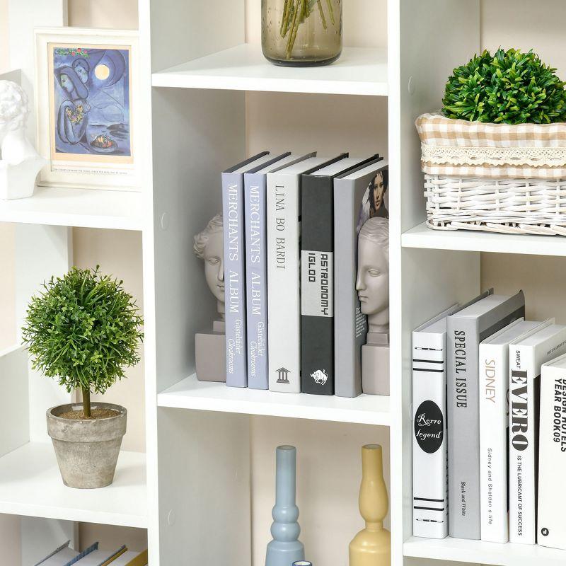 HOMCOM Tree Bookshelf, Modern Freestanding Bookcase with 13 Open Shelves, Display Unit for Living Room, Study, or Office, White