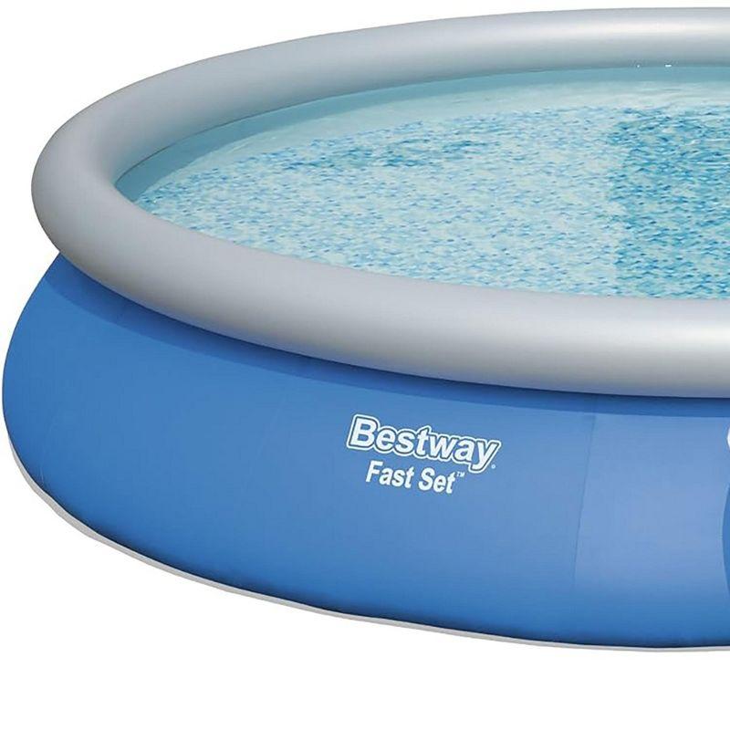Bestway Fast Set PVC 15' Above Ground Round Inflatable Swimming Pool Set with 530 GPH Filter Pump