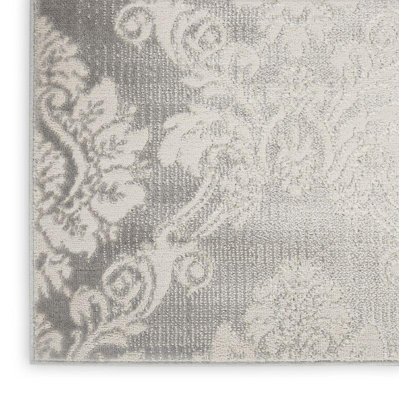 Elation Ivory Grey Handmade Floral Synthetic Area Rug