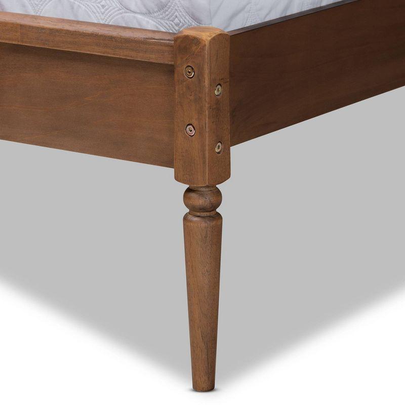 Queen Elston Wood & Synthetic Rattan Platform Bed: Mid-Century Design, No Box Spring - Baxton Studio