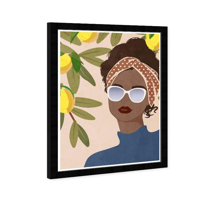 Lemon Vibes Yellow Fashion Portrait Framed Canvas Art