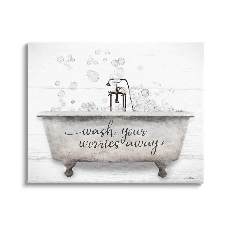 Wash Your Worries Away Gray and White Canvas Wall Art