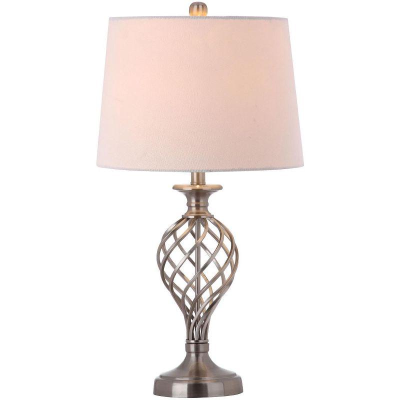 Nickel Lattice Urn Table Lamp with White Shade