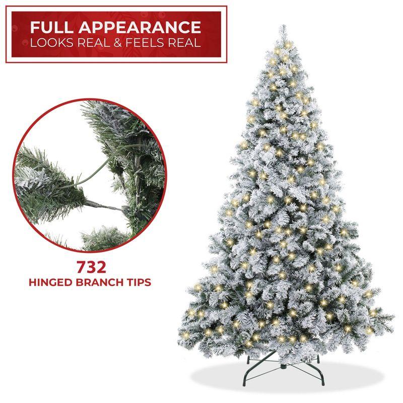 6' Pre-Lit Artificial Flocked Pine Christmas Tree with Stand