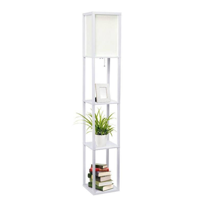 Column Shelf Floor Lamp with Linen Shade - Lalia Home