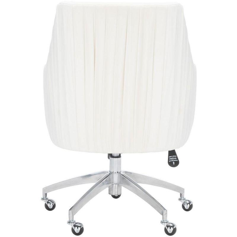 Cream Velvet Office Chair with Silver Base and Fixed Arms