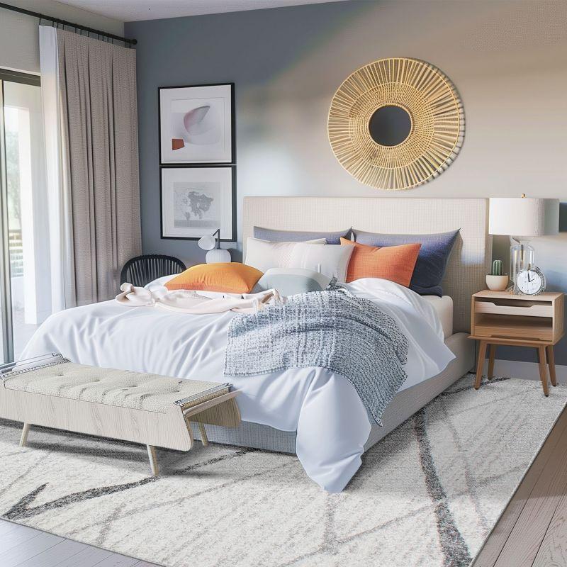 Nuloom 2x12 Thigpen Contemporary Indoor Area Rug, Grey, Abstract Lines, Non-Slip Backing, Stain Resistant, Bedroom Living Room, Kitchen