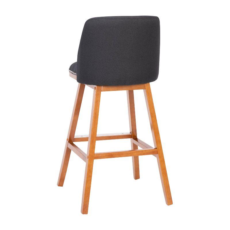 Flash Furniture 2 Pack Commercial Walnut Finish Wood Barstools with Nail Trim-Charcoal Faux Linen