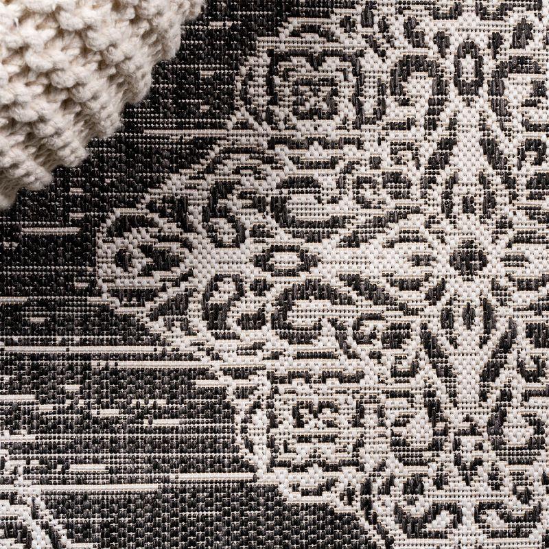 2'x10' Tuscany Ornate Medallions Indoor/Outdoor Runner Rug, Black/Ivory - JONATHAN Y