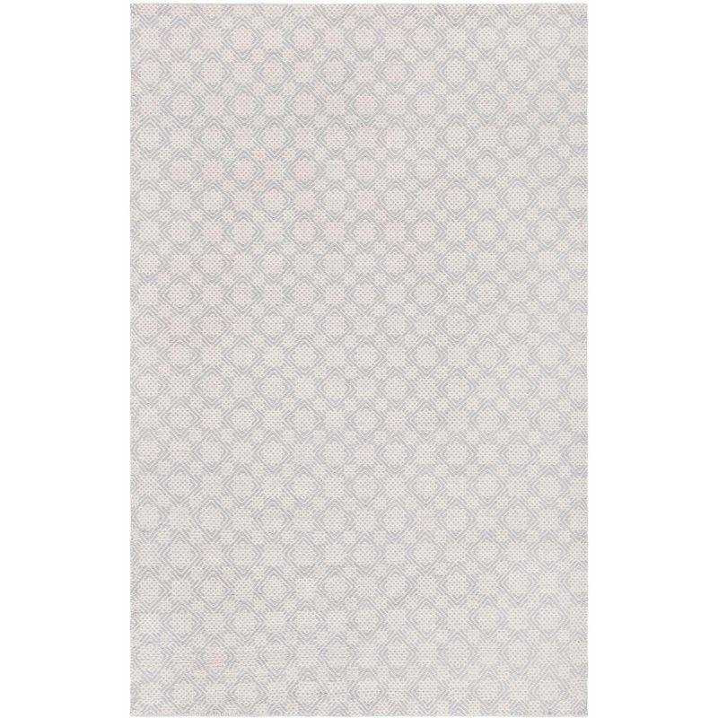 Cotton Kilim KLC222 Hand Woven Area Rug - Silver/Ivory - 5'x8' - Safavieh