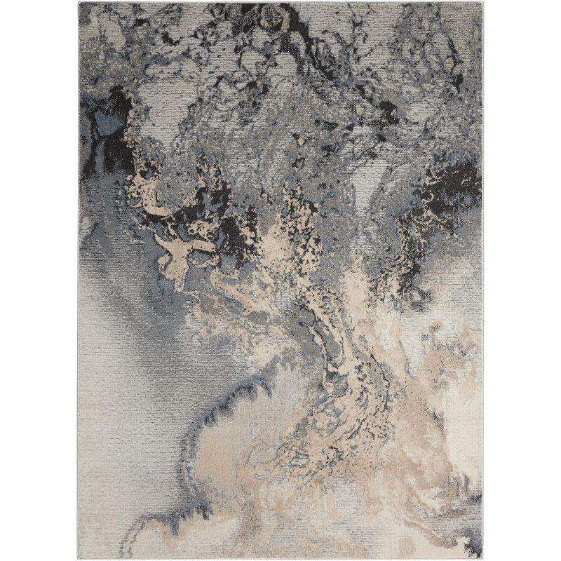 Maxell Abstract Swirl 46"x70" Synthetic Area Rug in Gray