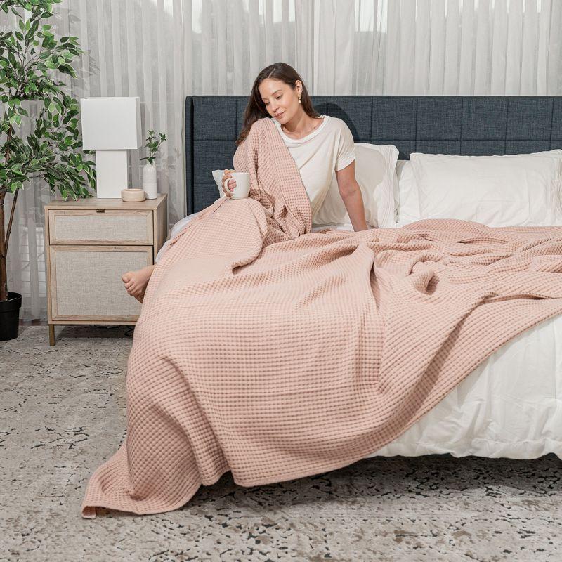 King Blush Cotton Waffle Weave Throw Blanket