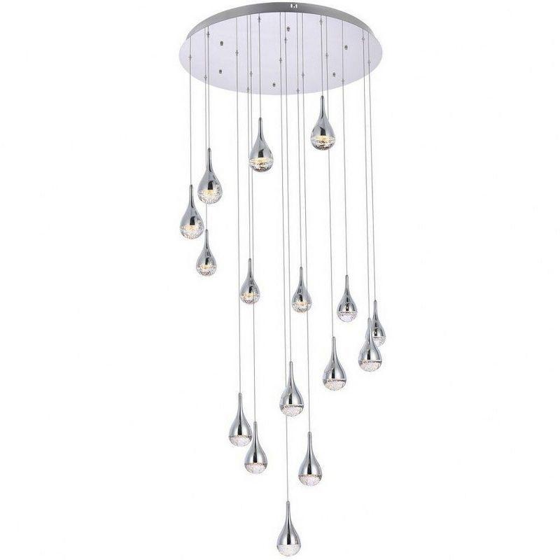 Amherst 36" Chrome LED Chandelier with Crystal Accents