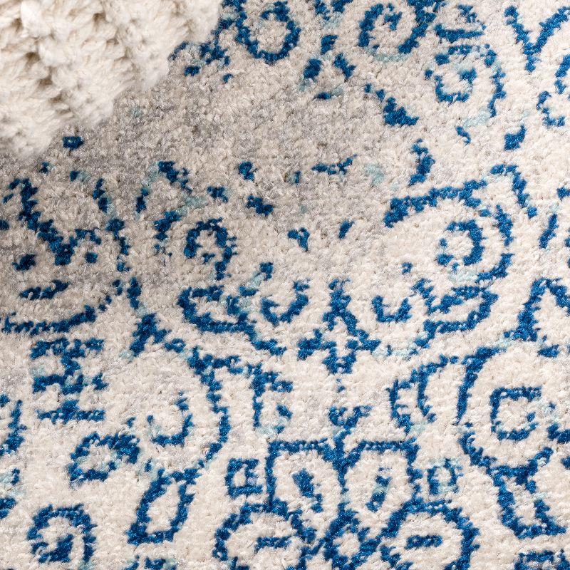 3'x5' Ferro Filigree Charcoal Black and White Area Rug, Cream/Blue - JONATHAN Y