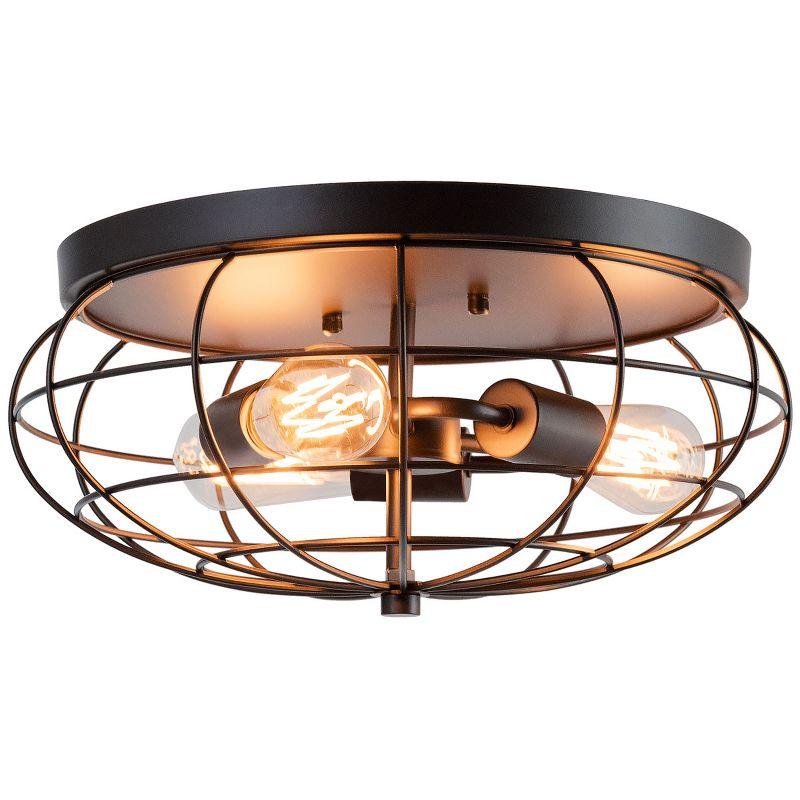 Tangkula 3-Light Industrial Style Rustic Ceiling Light Fixture with Iron Metal Cage Lampshade, Vintage Ceiling Lighting Lamp