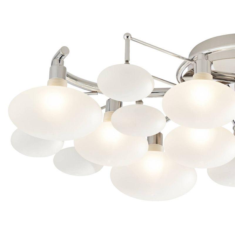 Possini Euro Design Lilypad Modern Ceiling Light Semi Flush Mount Fixture 30" Wide Chrome 12-Light Frosted Opal Glass for Bedroom Kitchen Living Room